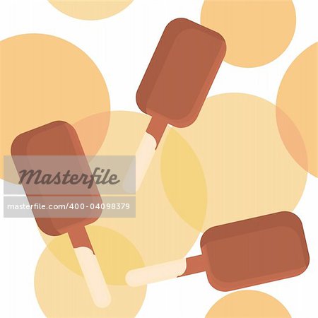 Seamless pattern with chocolate ice-cream on spotted background