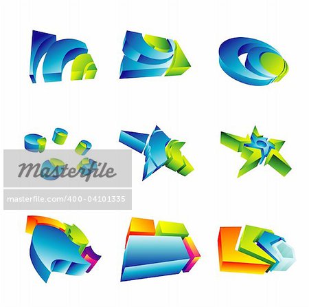 Set of Colorful 3D Design Elements