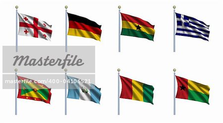 World flag set 09 - Georgia, Germany, Ghana, Greece, Grenada, Guatemala, Guinea and Guinea-Bissau