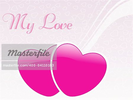 two romantic pink hearts, illustration