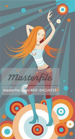 vector illustration with a young beautiful dancing girl