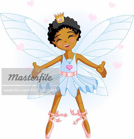 Cute blue fairy ballerina flying