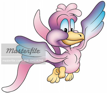 Flying Bird 04 - colored cartoon illustration as vector