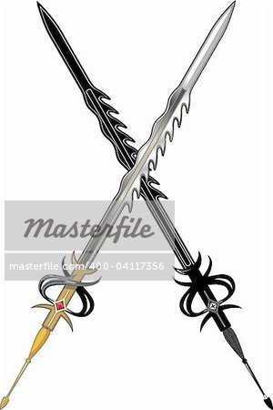 Two long sword. Black and colored