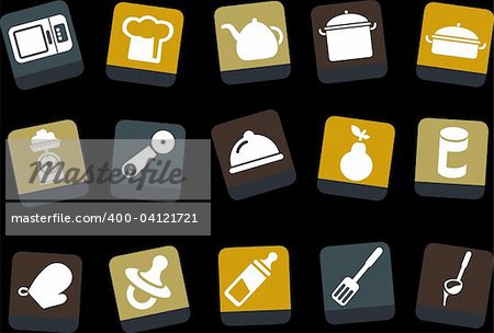 Vector icons pack - Yellow-Brown-Blue Series, food collection