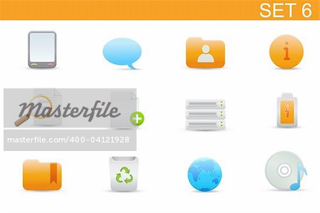 Vector illustration ? set of elegant simple icons for common computer and media devices functions. Set-6