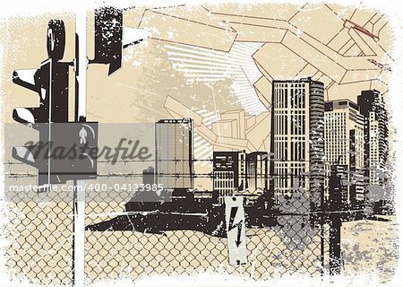 Vector illustration of style urban background