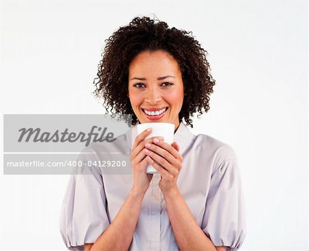 Portrait of an attractive businesswoman with a cup of coffee