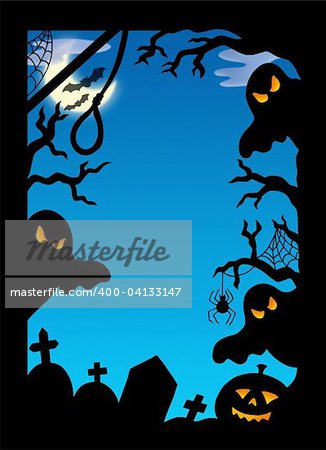 Spooky silhouette frame - color illustration.