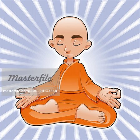 Yoga Lotus, cartoon and vector illustration