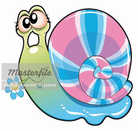 Baby snail, cartoon and vector character