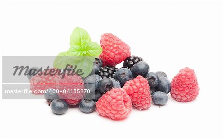 Isolated fresh berries with mint