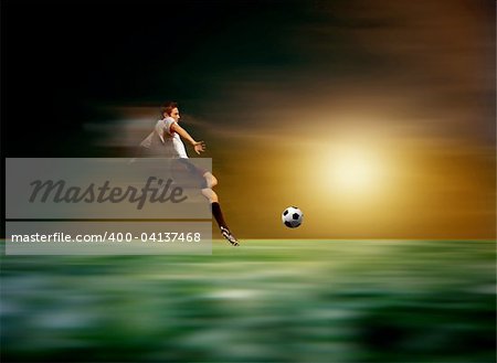 soccer or football  player kicking ball