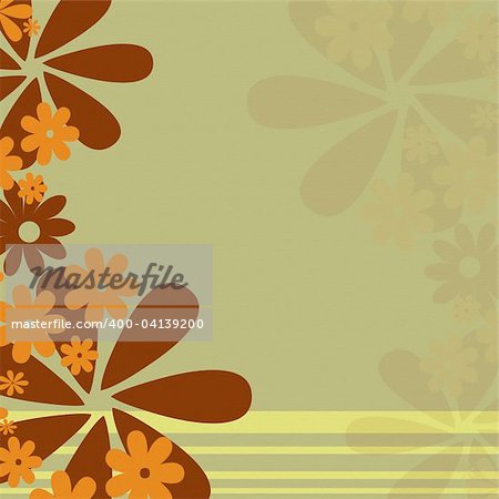Retro earth tone flower background with stripes