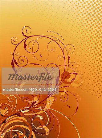 Vector illustration of orange Floral Decorative background