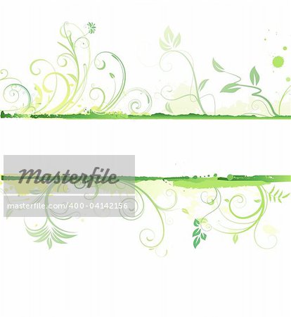 Vector illustration of green styled Floral Decorative banner