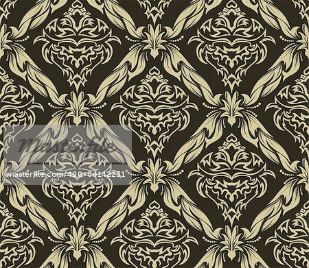 Damask seamless vector background.  For easy making seamless pattern just drag all group into swatches bar, and use it for filling any contours.