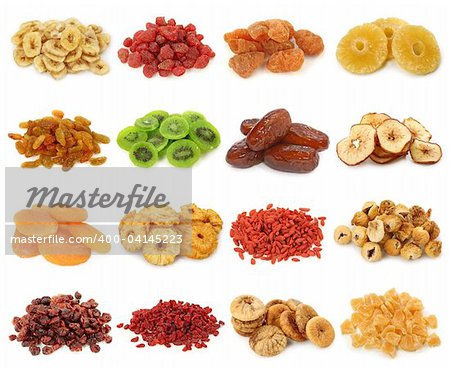 Dried fruits collection-banana, strawberries,peach, pineapple, sultanas,kiwi,dates,apples, apricots, pineapple, goji,iranian figs, cranberries, berberis,figs, pineapple