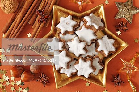 Christmas cakes on brown tablecloth