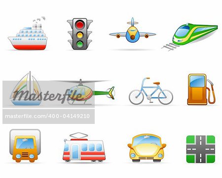 Icon set on a theme Transport