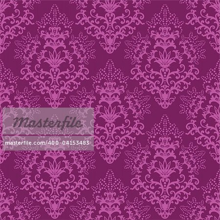 Seamless fuchsia purple floral wallpaper or wrapping paper