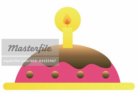 cake with candle isolate in a white background