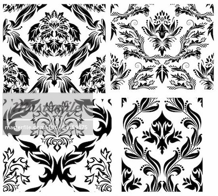 Damask seamless vector patterns set.  For easy making seamless pattern just drag all group into swatches bar, and use it for filling any contours.