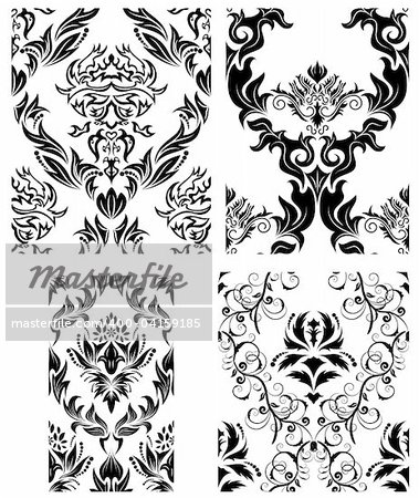 Damask seamless vector patterns set.  For easy making seamless pattern just drag all group into swatches bar, and use it for filling any contours.