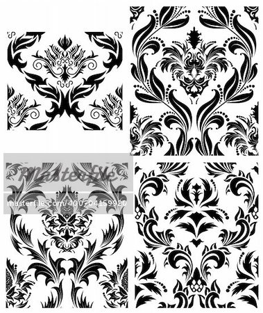 Damask seamless vector patterns set.  For easy making seamless pattern just drag all group into swatches bar, and use it for filling any contours.