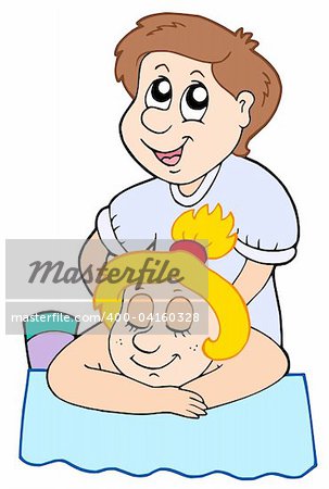 Cartoon massage on white background - vector illustration.