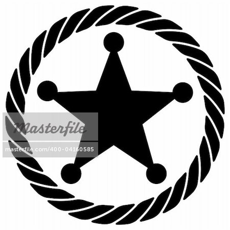 Image of star with surrounding rope - black and white.