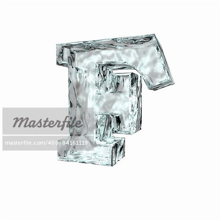 frozen uppercase letter F on white background - 3d illustration