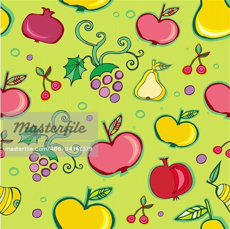 Vector seamless pattern of fruits.