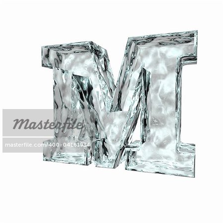 frozen uppercase letter M on white background - 3d illustration