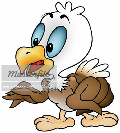 Little Bald Eagle - colored cartoon illustration + vector