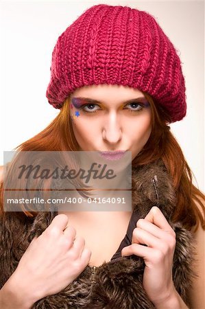 studio shot of a beautiful young woman on white background