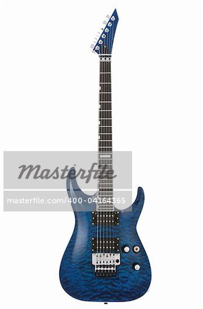 Blue rock guitar isolated on white