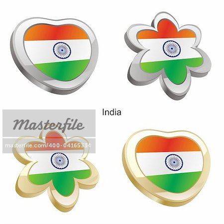 fully editable vector illustration of india flag in heart and flower shape