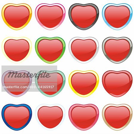 fully editable vector buttons in heart shape