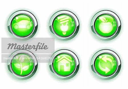 Vector illustration set of green ecologe icons