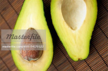 Close-up avocado sliced in half