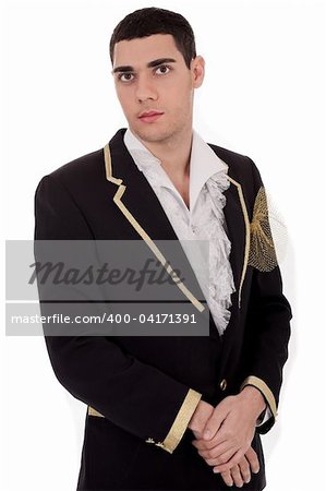 Groom dressed in full suit for his marriage on isolated background