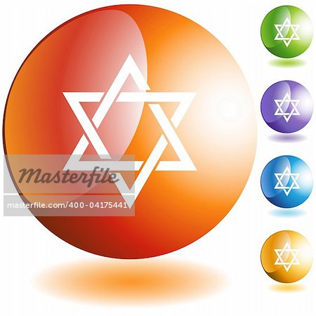Jewish star icon web button isolated on a background.