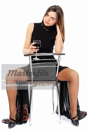 Portrait of beautiful woman with glass red wine