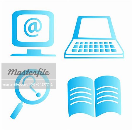 laptop,computer,book,@, magnifying glass