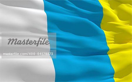 Fluttering flag of Canary Islands on the wind