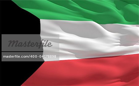 Fluttering flag of Kuwait on the wind