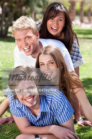 group of Young romantic couples enjoying their summer in the park