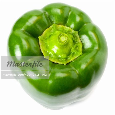 Green yellow pepper isolated on white background