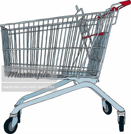 Hand drawn vector illustration of empty shopping trolley